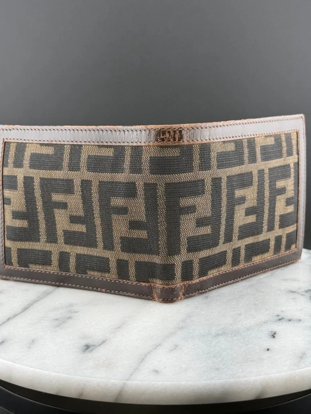 Fendi Zucca FF Monogram Bifold Wallet Authentic Vintage